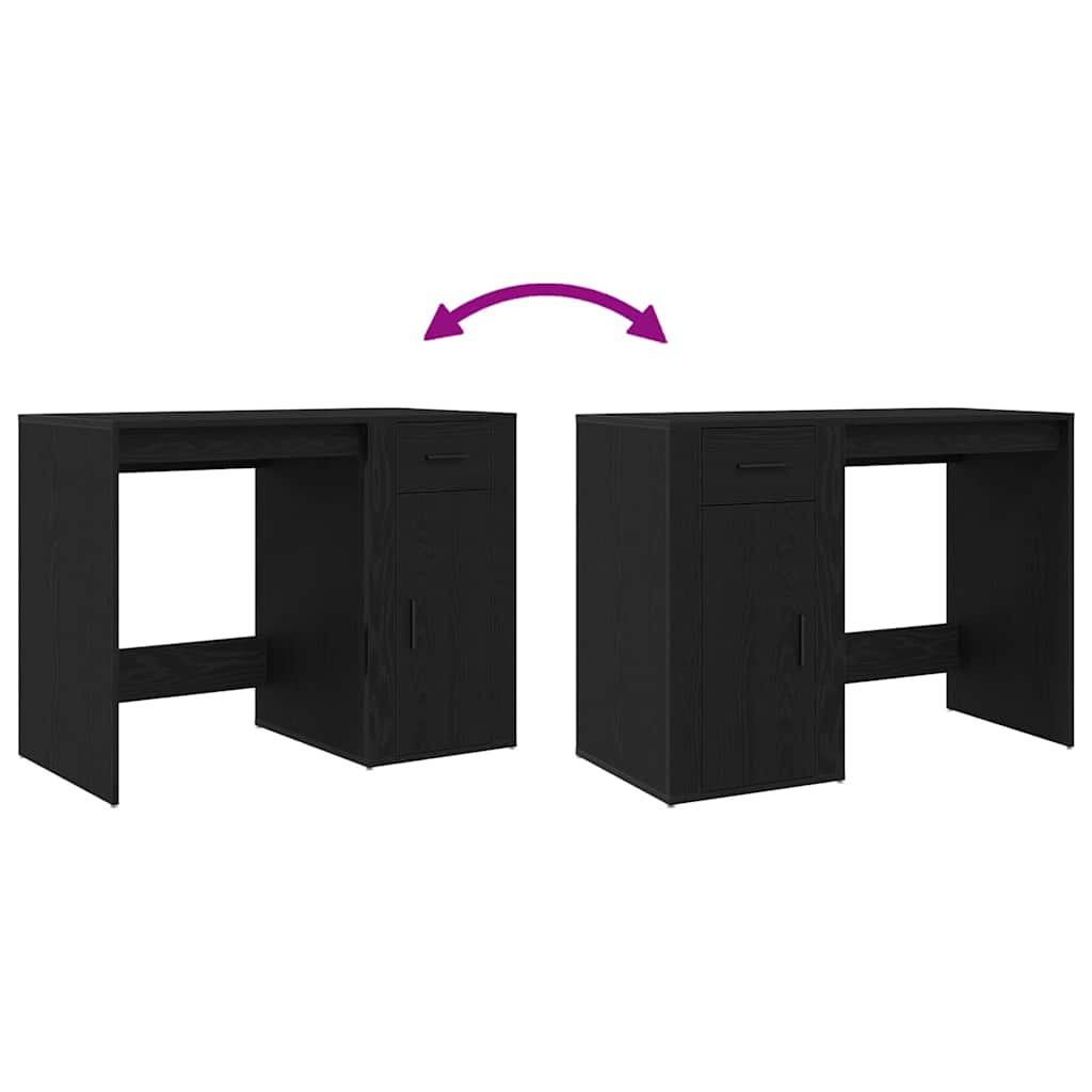 vidaXL Γραφείο με ράφι Μαύρη Οξυά 100 x 49 x 75 εκ Επεξεργασμένο ξύλο