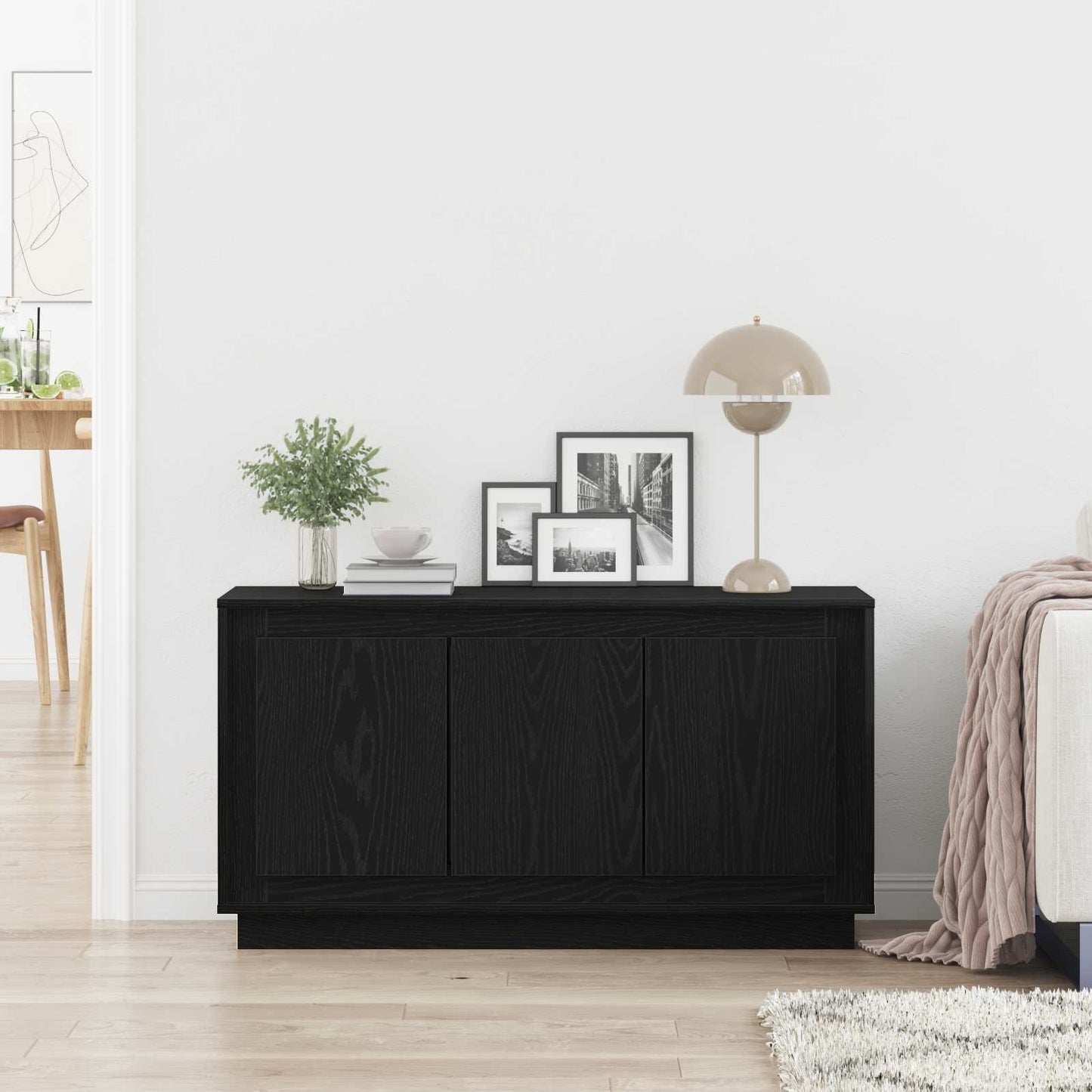 vidaXL Πλαϊνό γραφείο Μαύρη Οξυά 102 x 35 x 55 εκ. Επεξεργασμένο ξύλο