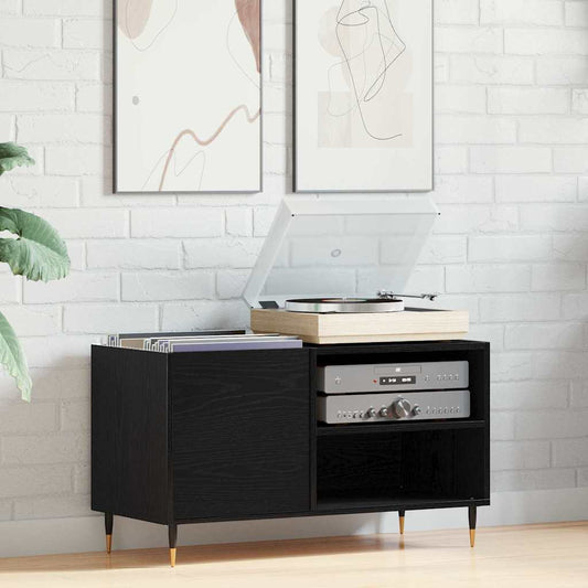 vidaXL Ντουλάπι δίσκων βινυλίου Μαύρη Οξυά 85 x 38 x 48 εκ