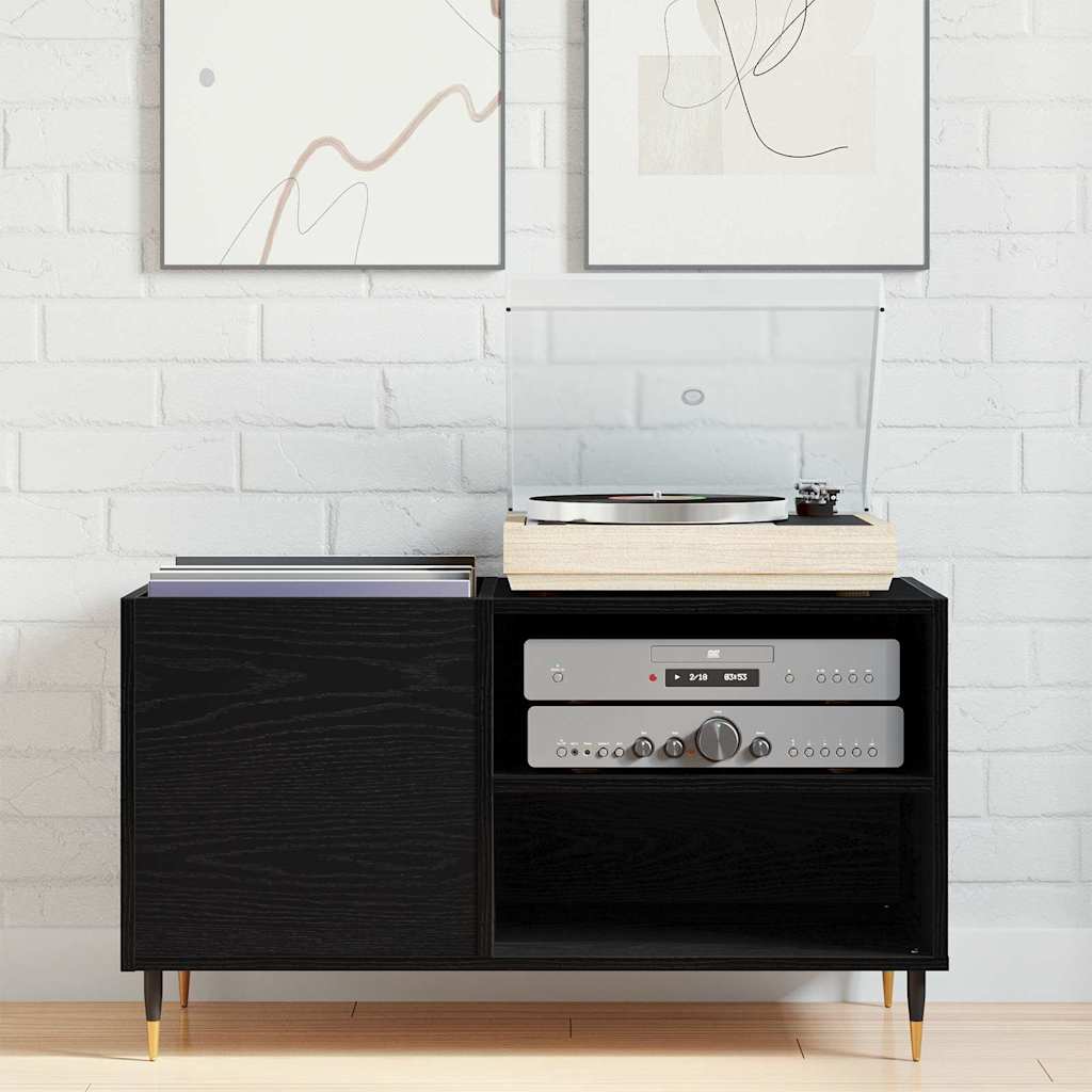 vidaXL Ντουλάπι δίσκων βινυλίου Μαύρη Οξυά 85 x 38 x 48 εκ