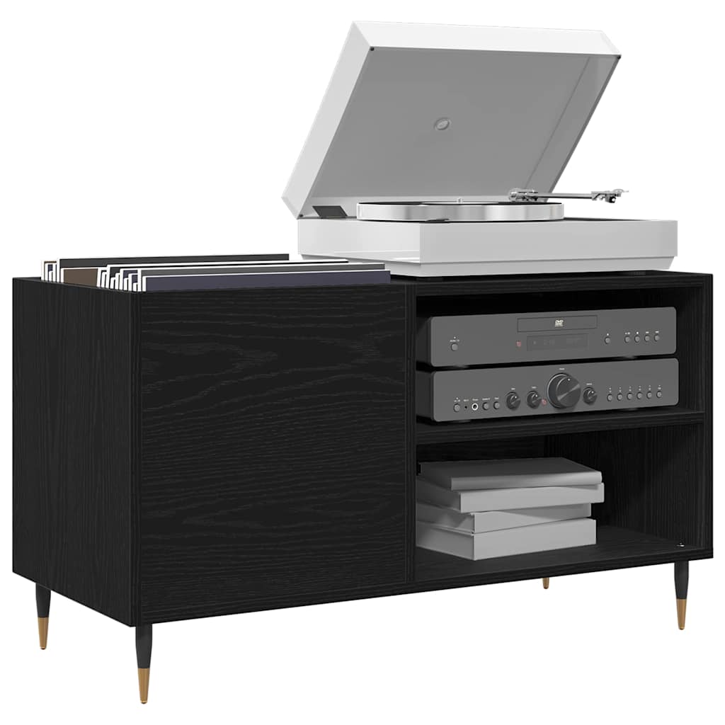 vidaXL Ντουλάπι δίσκων βινυλίου Μαύρη Οξυά 85 x 38 x 48 εκ