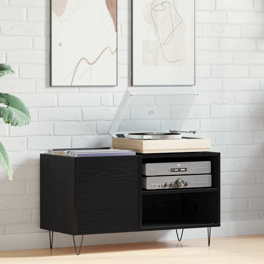 vidaXL Ντουλάπι δίσκων βινυλίου Μαύρη Οξυά 85 x 38 x 48 εκ