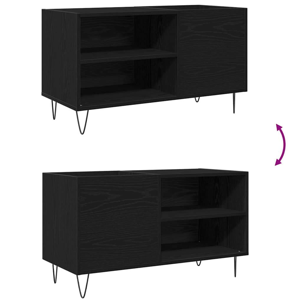 vidaXL Ντουλάπι δίσκων βινυλίου Μαύρη Οξυά 85 x 38 x 48 εκ