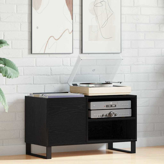 vidaXL Ντουλάπι δίσκων βινυλίου Μαύρη Οξυά 85 x 38 x 48 εκ