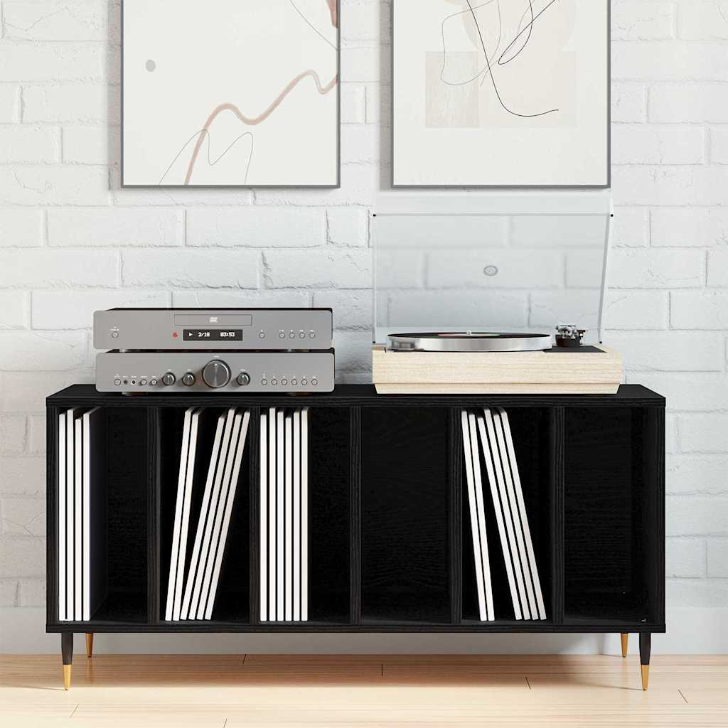 vidaXL Ντουλάπι δίσκων βινυλίου Μαύρη Οξυά 100 x 38 x 48 εκ.