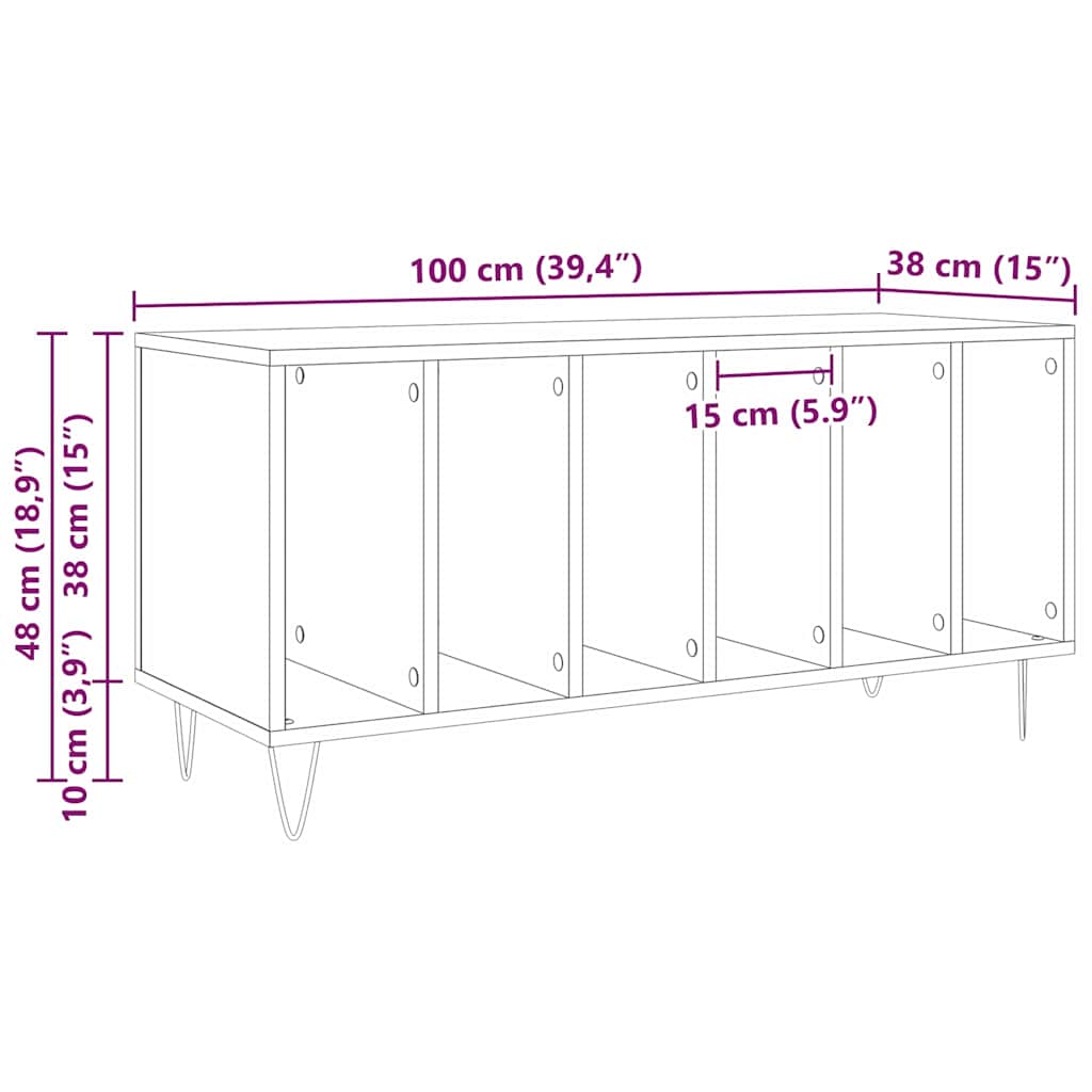 vidaXL Ντουλάπι δίσκων βινυλίου artisan δρυς 100 x 38 x 48 εκ.