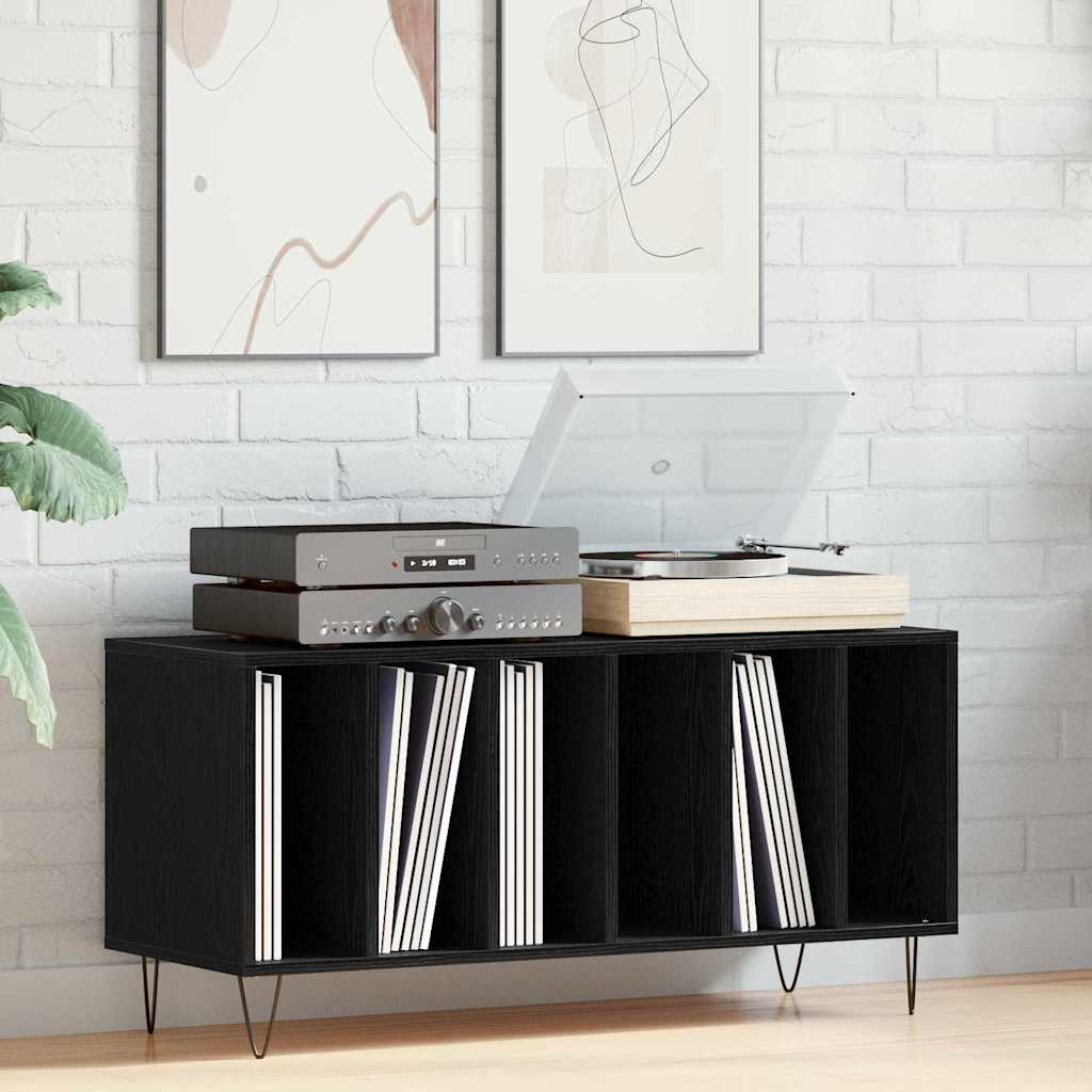vidaXL Ντουλάπι δίσκων βινυλίου Μαύρη Οξυά 100 x 38 x 48 εκ.
