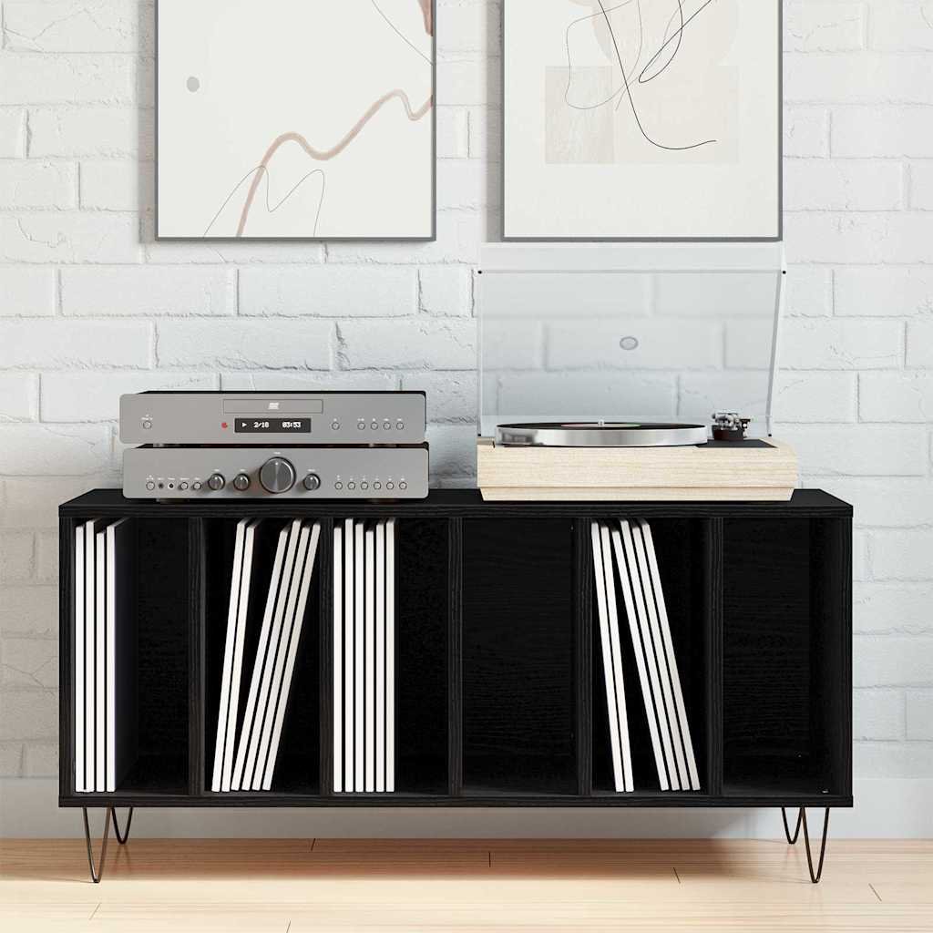 vidaXL Ντουλάπι δίσκων βινυλίου Μαύρη Οξυά 100 x 38 x 48 εκ.