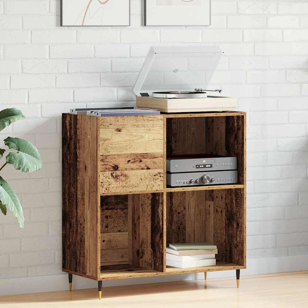 vidaXL Ντουλάπι δίσκων βινυλίου Παλαιό ξύλο 85 x 38 x 89 εκ.