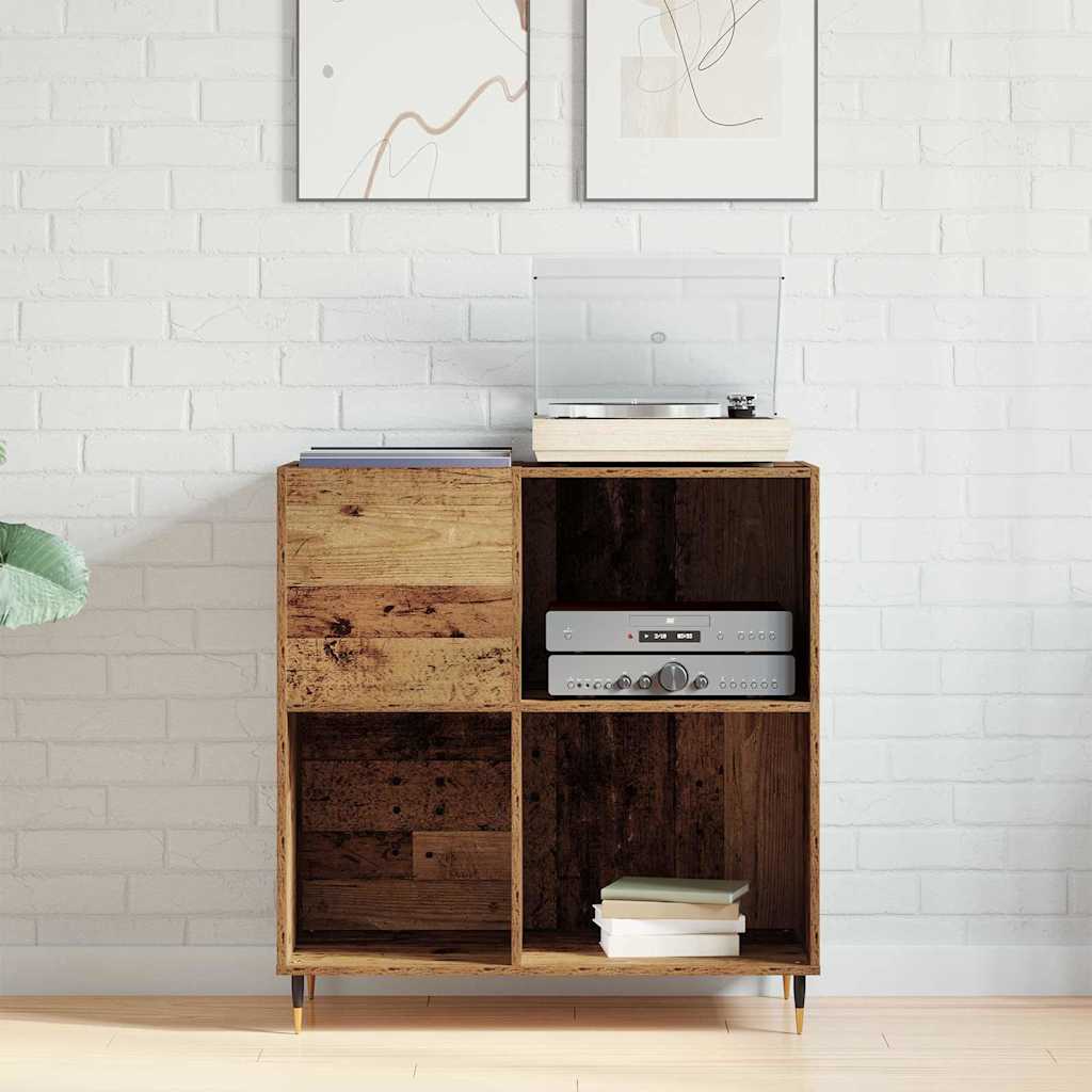 vidaXL Ντουλάπι δίσκων βινυλίου Παλαιό ξύλο 85 x 38 x 89 εκ.