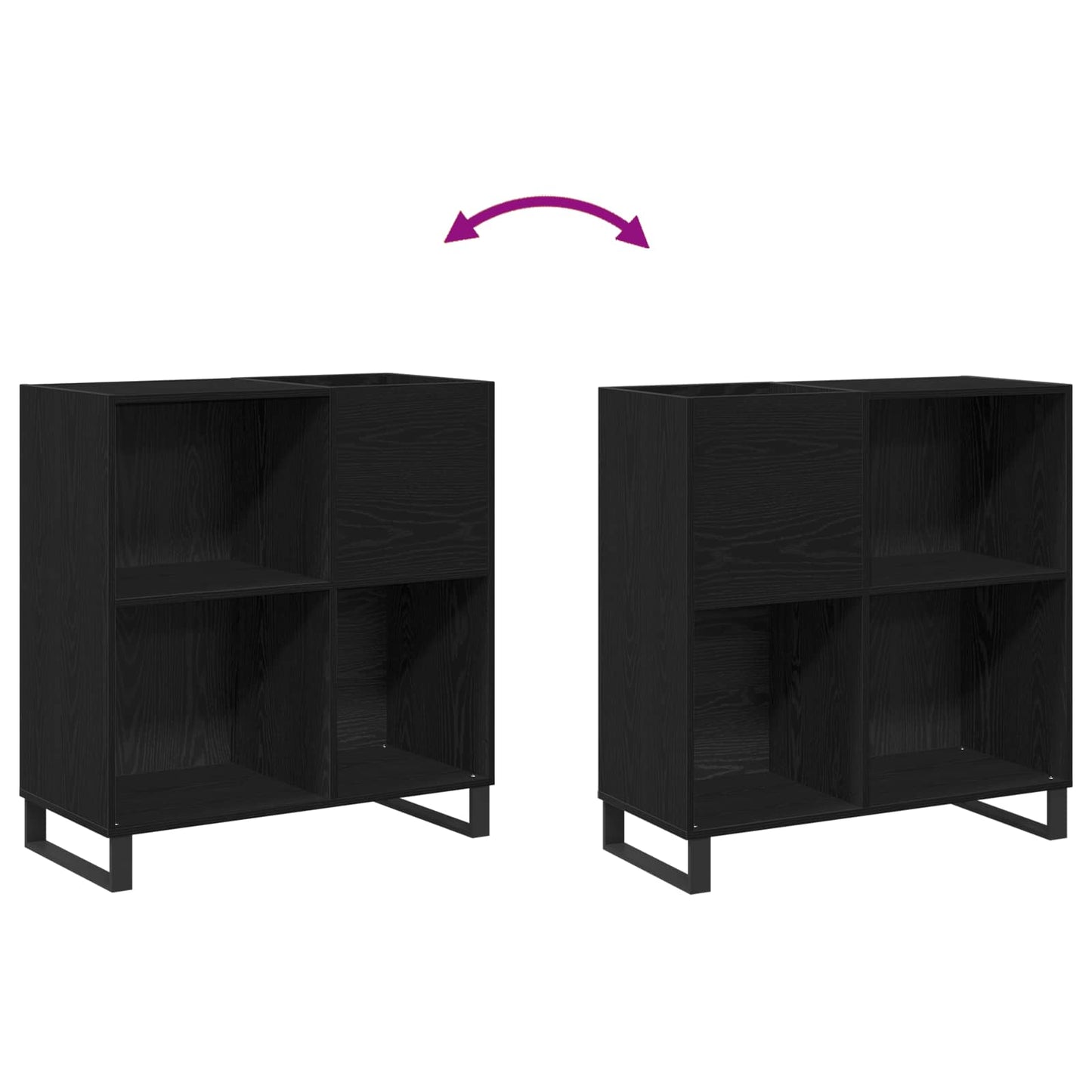 vidaXL Ντουλάπι δίσκων βινυλίου Μαύρη Οξυά 84,5 x 38 x 89 εκ