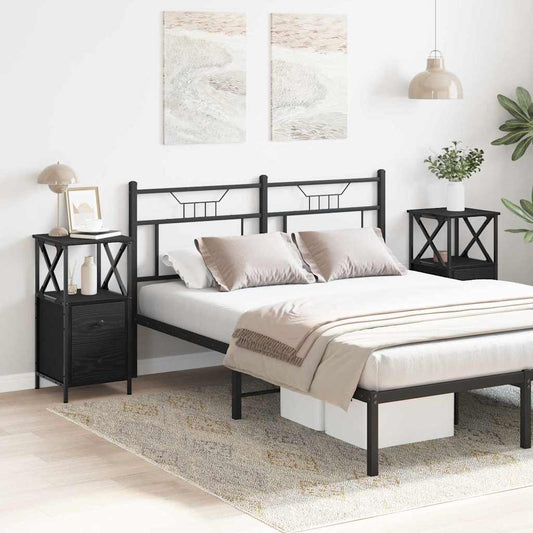 vidaXL Κομοδίνο 2 pcs Μαύρη Οξυά 34 x 35,5 x 70 εκ Επεξεργασμένο ξύλο