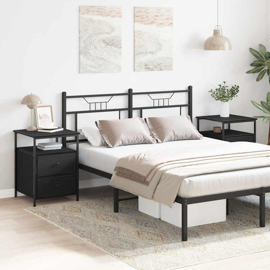 vidaXL Κομοδίνο 2 pcs Μαύρη Οξυά 34 x 35,5 x 50 εκ Επεξεργασμένο ξύλο