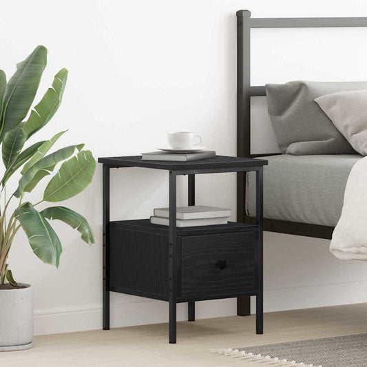 vidaXL Κομοδίνο Μαύρη Οξυά 34 x 36 x 50 εκ Επεξεργασμένο ξύλο