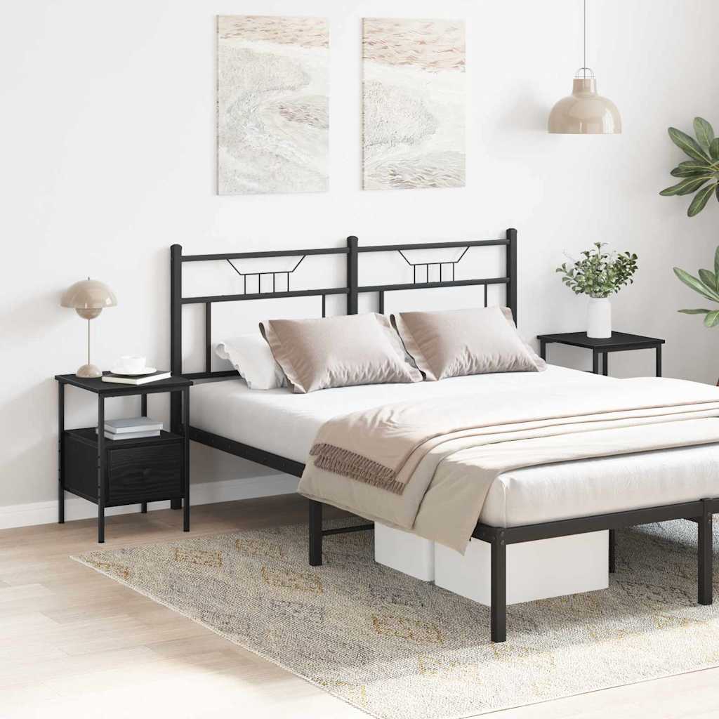 vidaXL Κομοδίνο 2 pcs Μαύρη Οξυά 34 x 36 x 50 εκ Επεξεργασμένο ξύλο