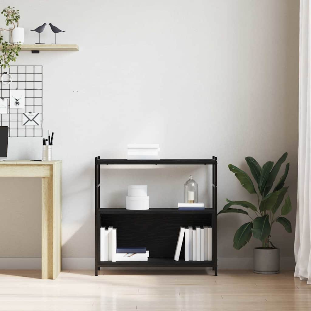 vidaXL Ράφι Βιβλίων Μαύρη δρυς 80 x 30 x 78.5 εκ Επεξεργασμένο ξύλο