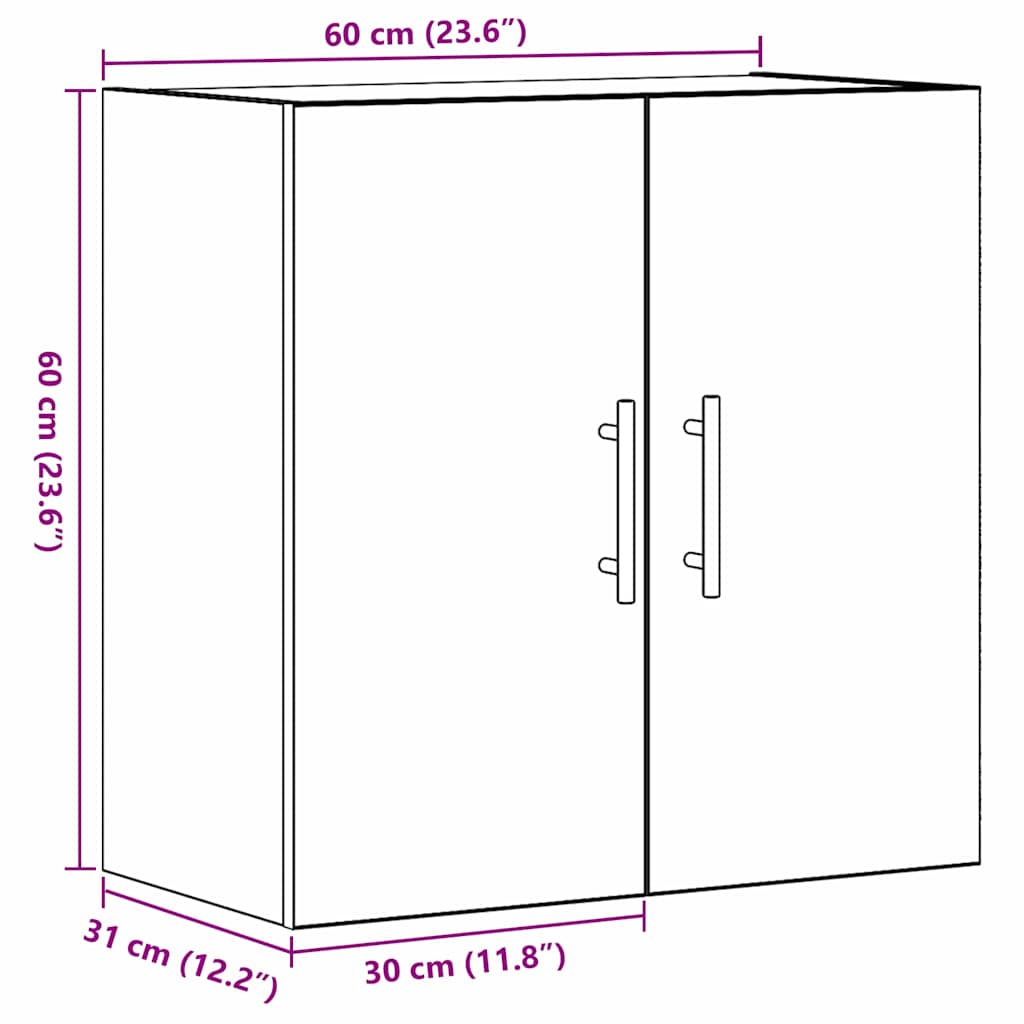 vidaXL Ντουλάπα τοίχου 60 x 31 x 70 εκ Επεξεργασμένο Ξύλο Μαύρη Οξυά