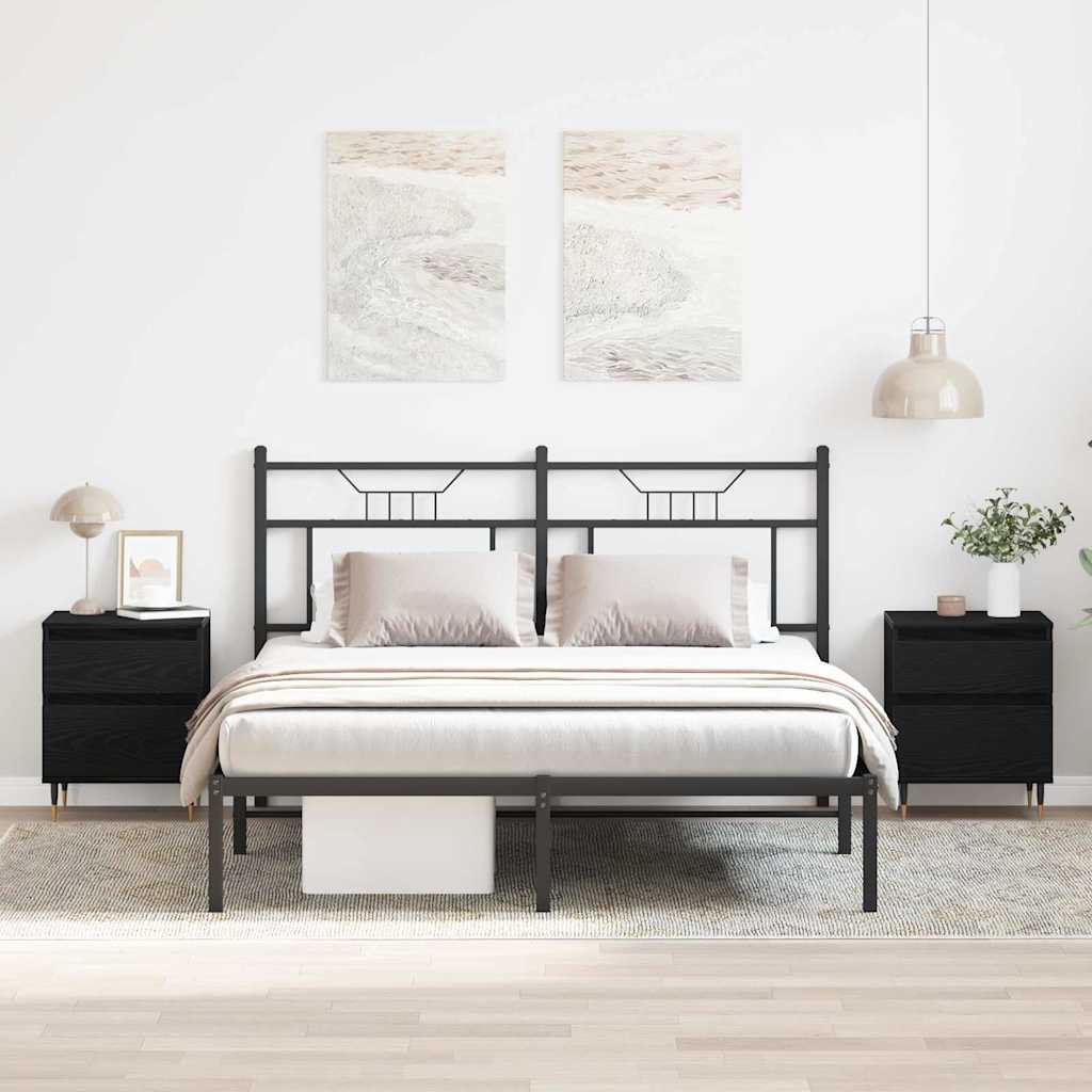 vidaXL Κομοδίνο 2 pcs Μαύρη Οξυά 40 x 35 x 50 εκ. Επεξεργασμένο ξύλο