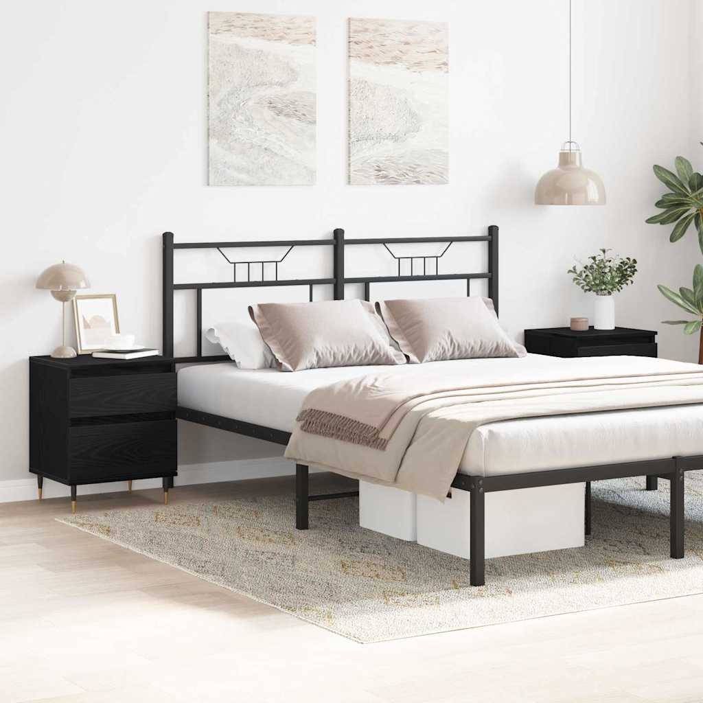 vidaXL Κομοδίνο 2 pcs Μαύρη Οξυά 40 x 35 x 50 εκ. Επεξεργασμένο ξύλο