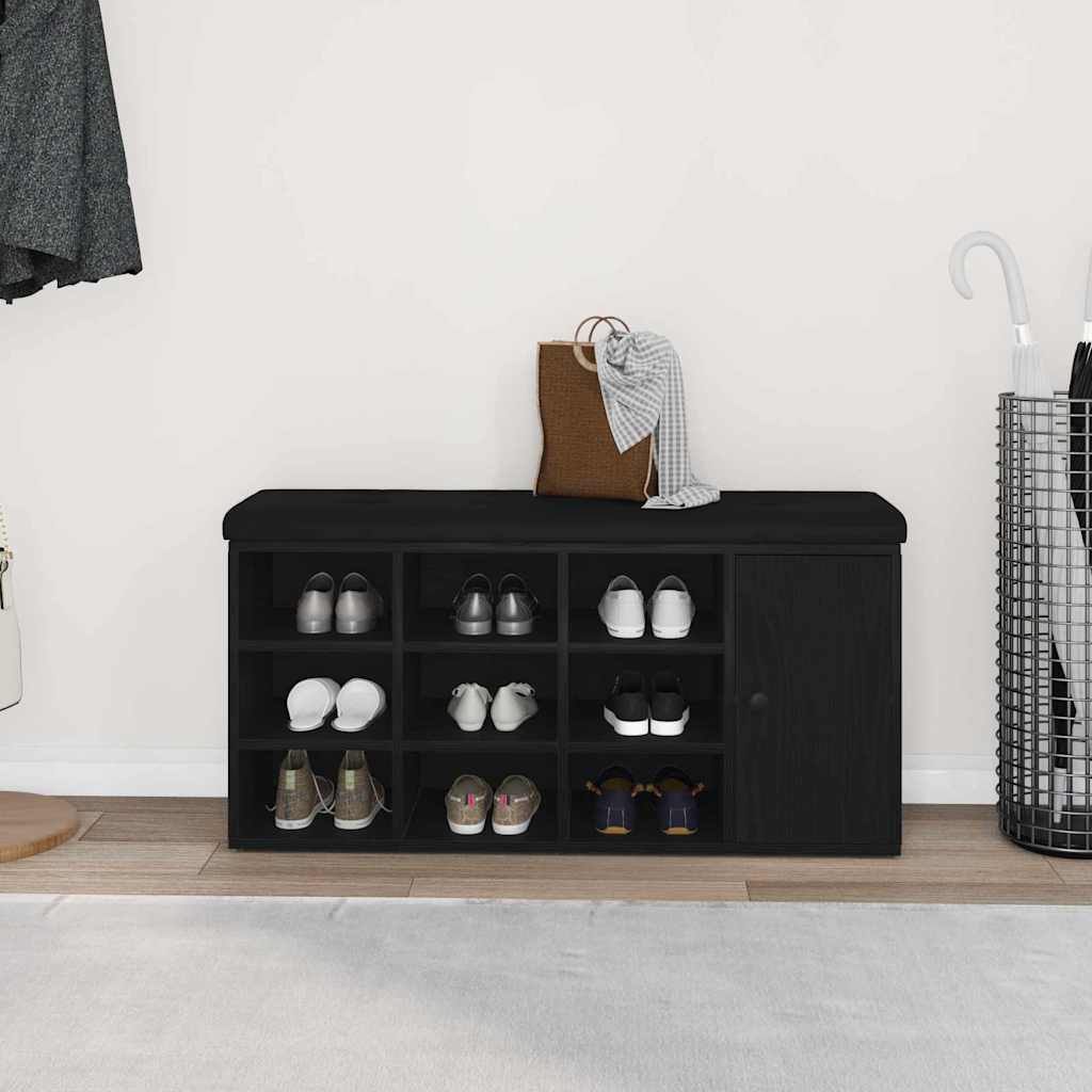 vidaXL Πάγκος για παπούτσια Μαύρο 100 x 30 x 48 εκ Επεξεργασμένο ξύλο