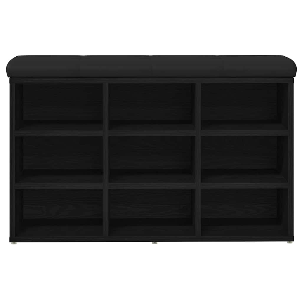 vidaXL Πάγκος για παπούτσια Μαύρο 80 x 30 x 48 εκ. Επεξεργασμένο ξύλο