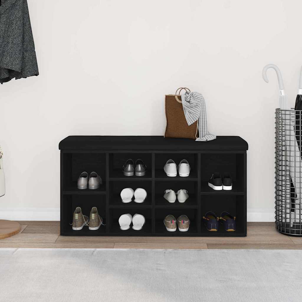 vidaXL Πάγκος για παπούτσια Μαύρο 100 x 30 x 48 εκ Επεξεργασμένο ξύλο