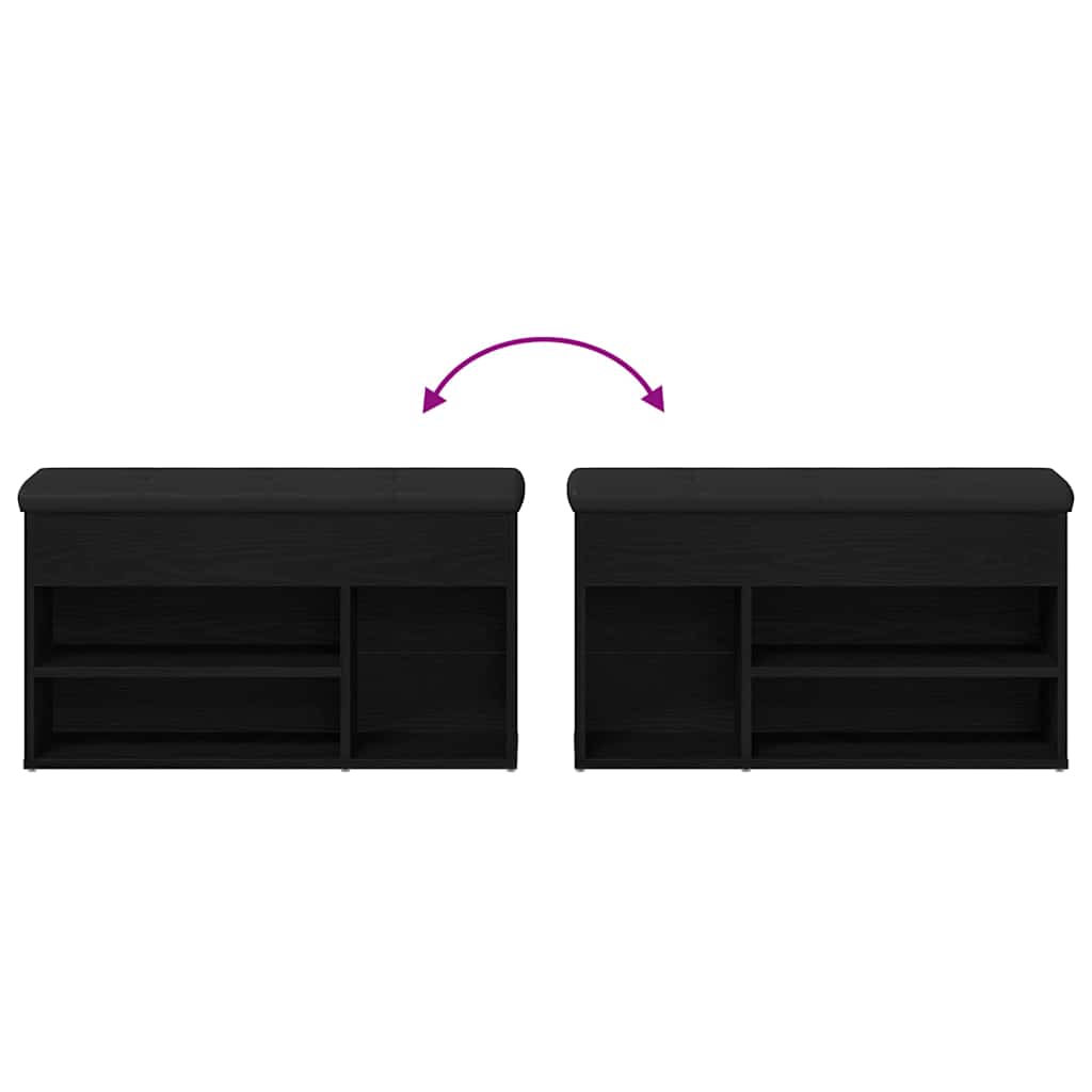 vidaXL Πάγκος για παπούτσια Μαύρο 80 x 30 x 45 cm Επεξεργασμένο ξύλο