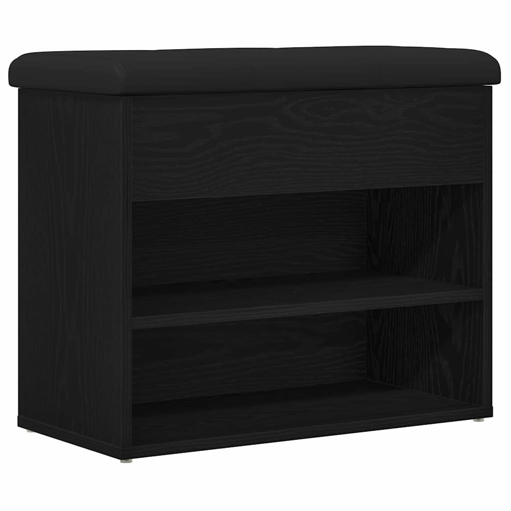 vidaXL Πάγκος για παπούτσια Μαύρο 60 x 30 x 48 εκ. Επεξεργασμένο ξύλο