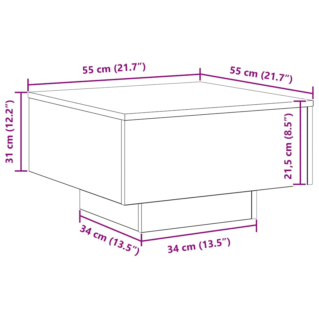 vidaXL Τραπεζάκι σαλονιού Παλιό ξύλο 55 x 55 x 31 εκ