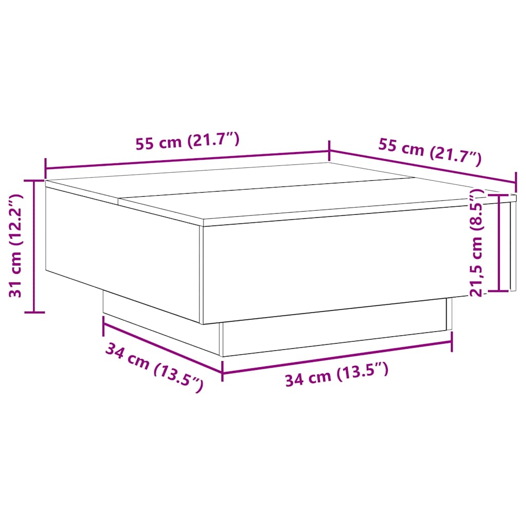 vidaXL Τραπεζάκι σαλονιού Artisan Oak 80 x 80 x 31 cm