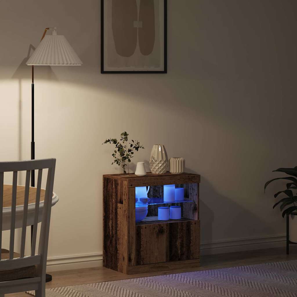 vidaXL Πλευρικό Τραπέζι LED Καφέ 60,5 x 37 x 67 εκ Επεξεργασμένο ξύλο