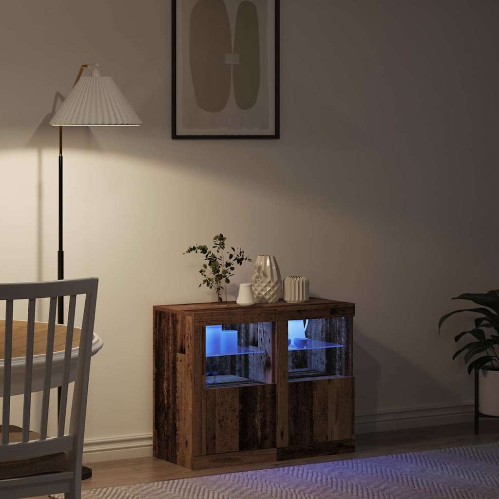 vidaXL Πλευρικό Τραπέζι LED 2 τμχ. 41 x 37 x 67 εκ Επεξεργασμένο Ξύλο