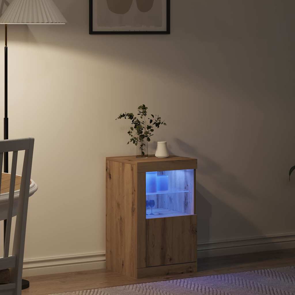 vidaXL Πλευρικό Τραπέζι LED 41 x 37 x 67 εκ Επεξεργασμένο Ξύλο