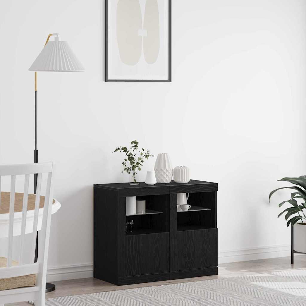 vidaXL Πλευρικό Τραπέζι LED 2 τμχ. 41 x 37 x 67 εκ Επεξεργασμένο Ξύλο