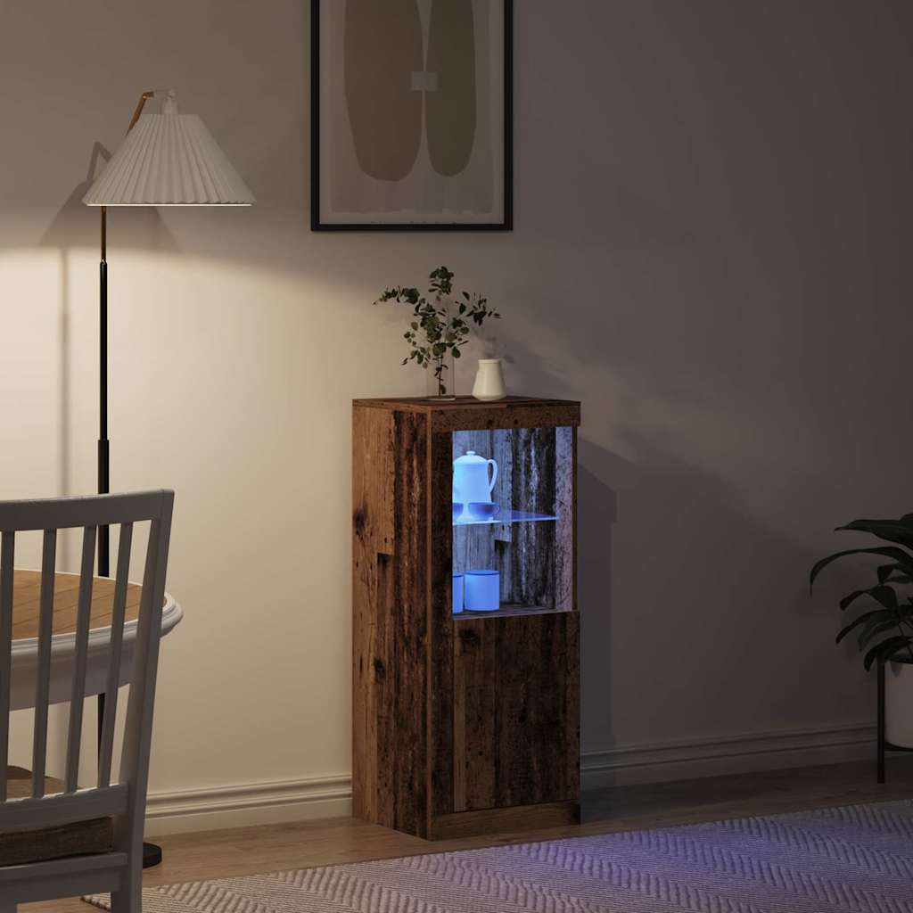 vidaXL Πλευρικό Τραπέζι LED Καφέ 41 x 37 x 100 εκ Επεξεργασμένο ξύλο