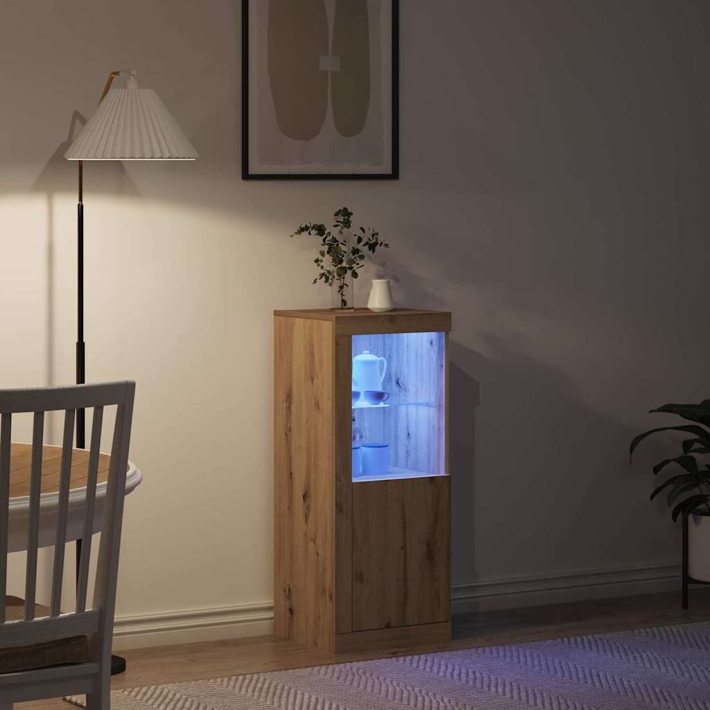 vidaXL Πλευρικό Τραπέζι LED Καφέ 41 x 37 x 100 εκ Επεξεργασμένο ξύλο
