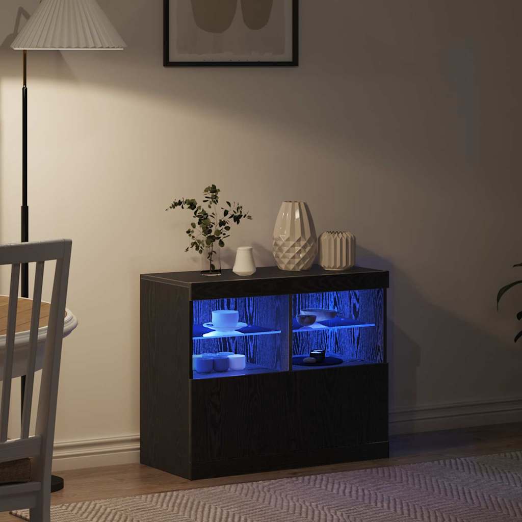 vidaXL Πλευρικό Τραπέζι LED Μαύρο 81 x 37 x 66,5 εκ.