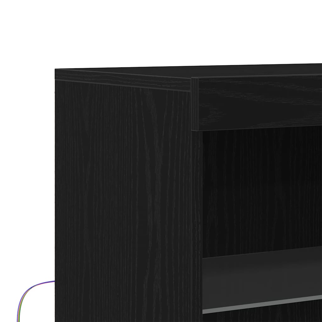 vidaXL Πλευρικό Τραπέζι LED Μαύρο 60 x 37 x 100 εκ. Επεξεργασμένο ξύλο