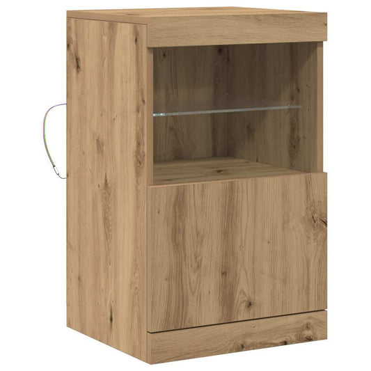 vidaXL Πλευρικό Τραπέζι LED Artisan Oak 41 x 37 x 67 εκ