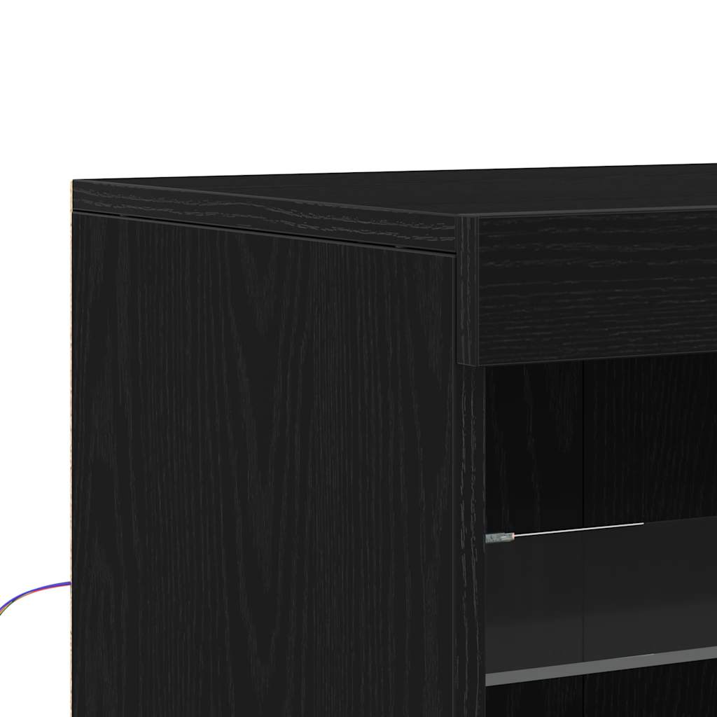 vidaXL Πλευρικό Τραπέζι LED Μαύρη Οξυά 41 x 37 x 67 εκ