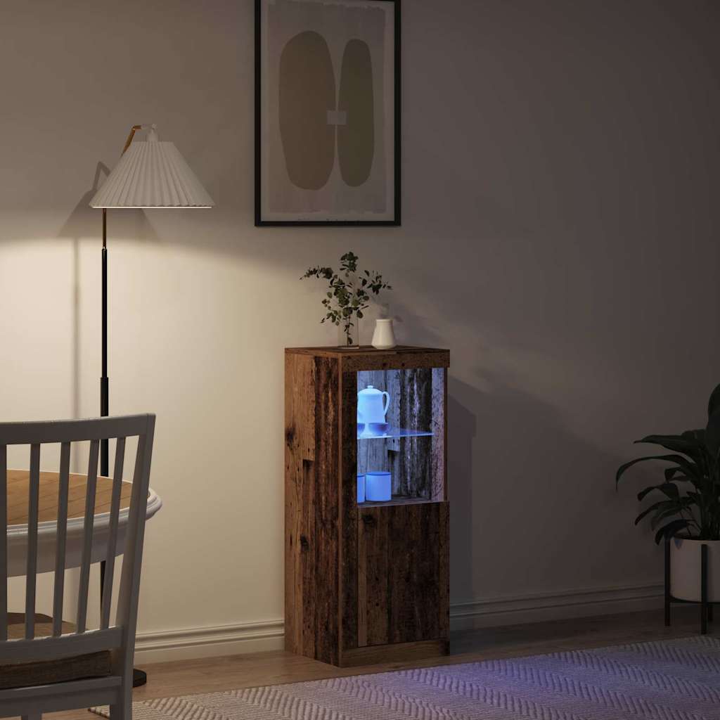 vidaXL Πλευρικό Τραπέζι LED Παλιό ξύλο 41 x 37 x 100 εκ