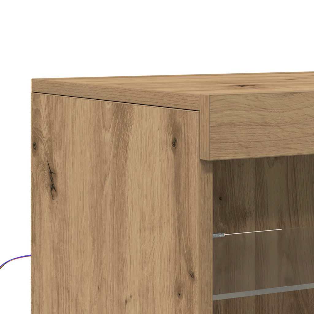 vidaXL Πλευρικό Τραπέζι LED Artisan Oak 41 x 37 x 100 εκ