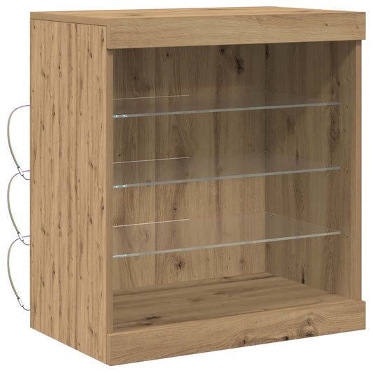 vidaXL Πλευρικό Τραπέζι LED Artisan Oak 60,5 x 37 x 67 εκ