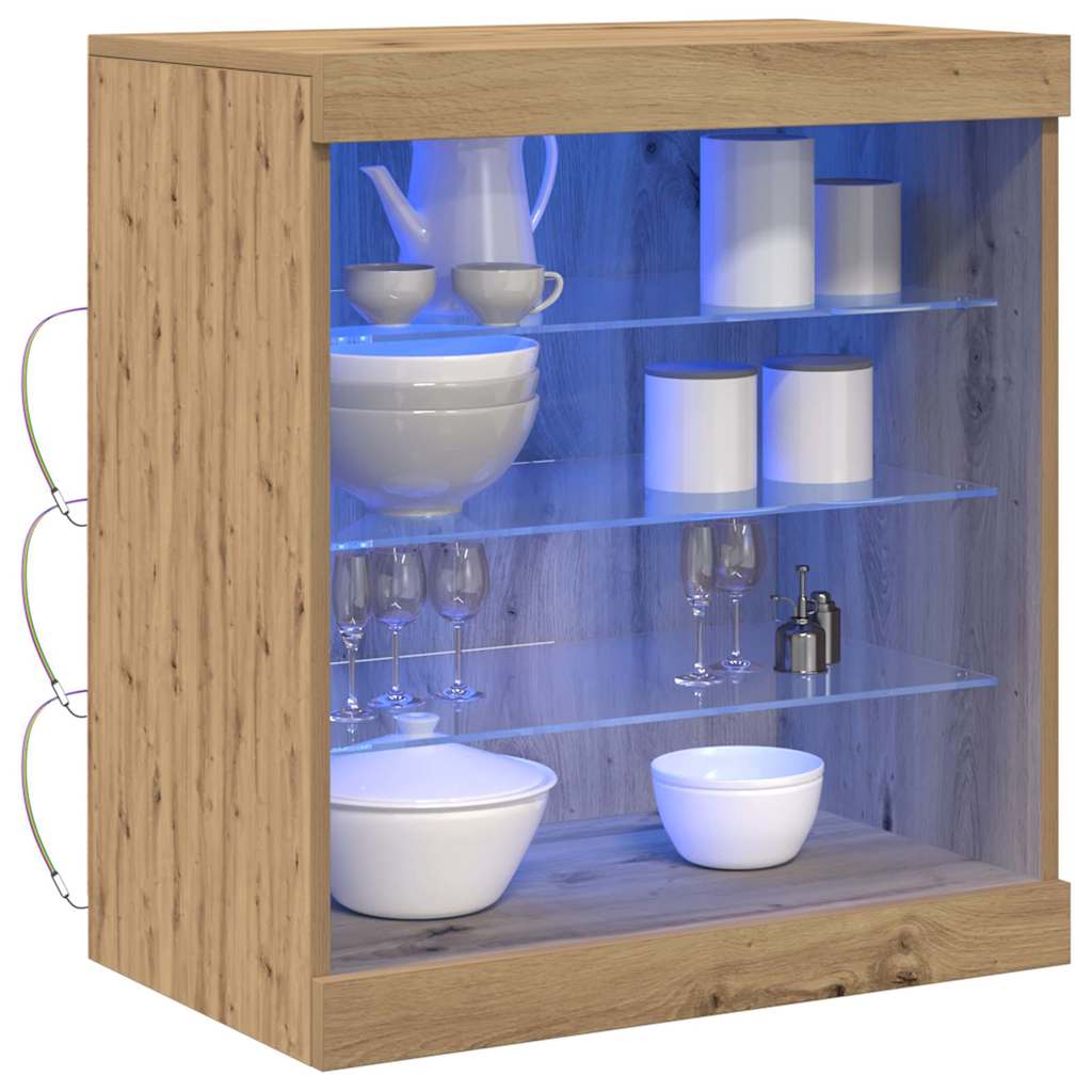 vidaXL Πλευρικό Τραπέζι LED Artisan Oak 60,5 x 37 x 67 εκ