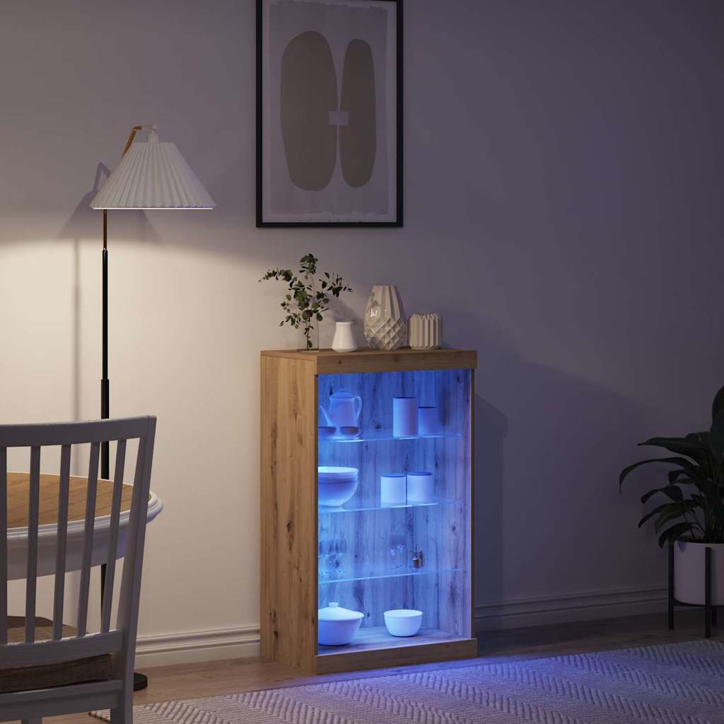 vidaXL Πλευρικό Τραπέζι LED Artisan Oak 60,5 x 37 x 100 εκ