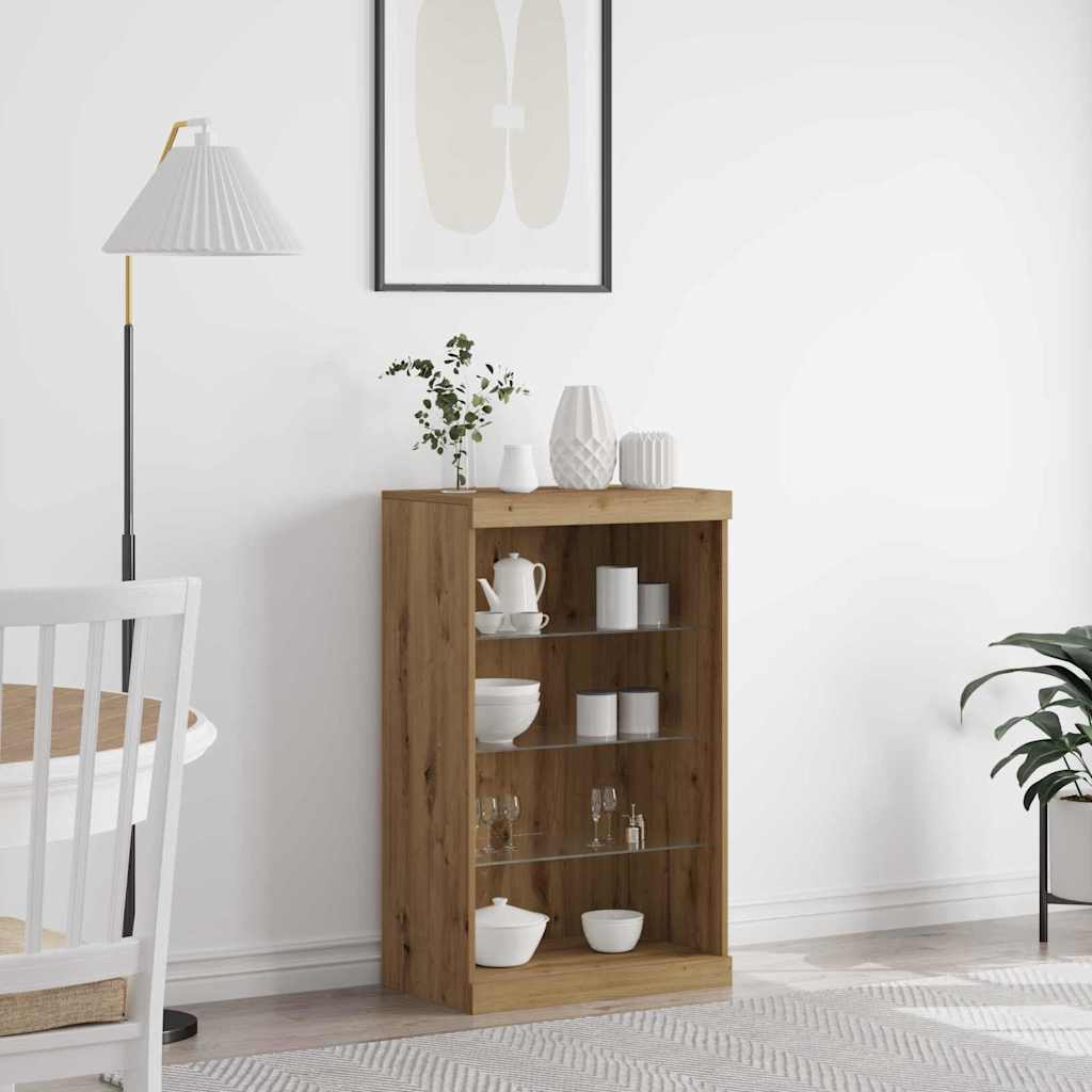 vidaXL Πλευρικό Τραπέζι LED Artisan Oak 60,5 x 37 x 100 εκ