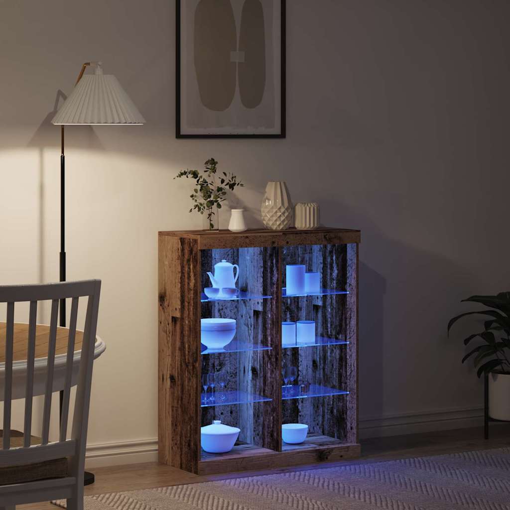 vidaXL Πλευρικό Τραπέζι LED Παλαιωμένο ξύλο 81 x 37 x 100 εκ.