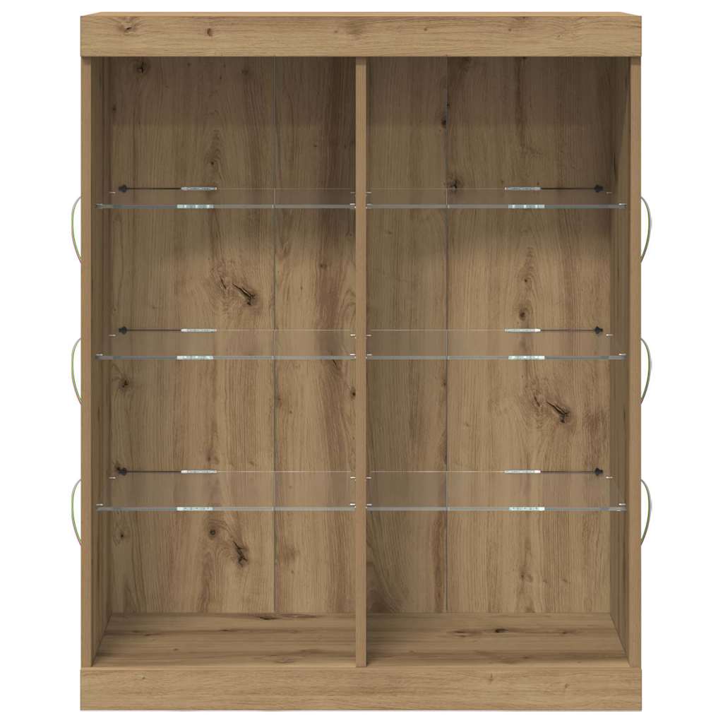 vidaXL Πλευρικό Τραπέζι LED Artisan Δρυς 81 x 37 x 100 εκ.