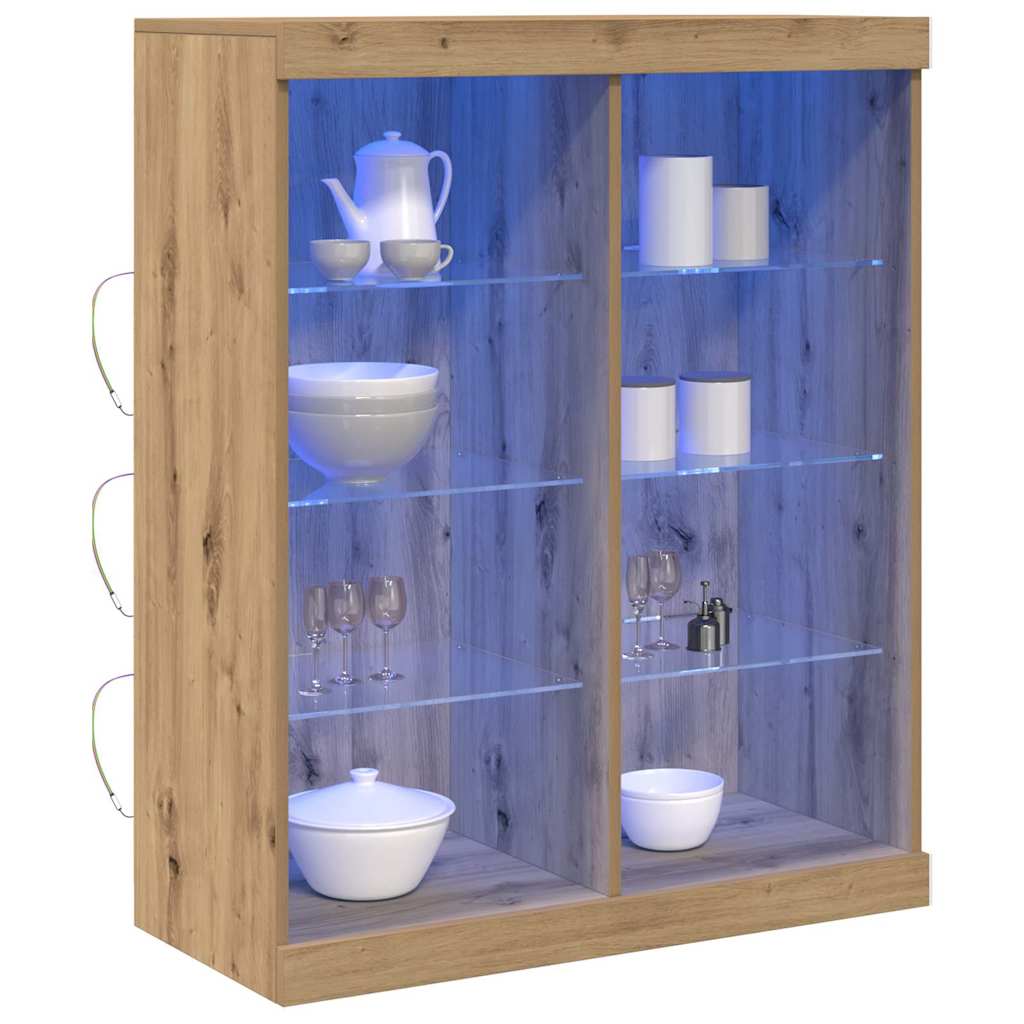 vidaXL Πλευρικό Τραπέζι LED Artisan Δρυς 81 x 37 x 100 εκ.