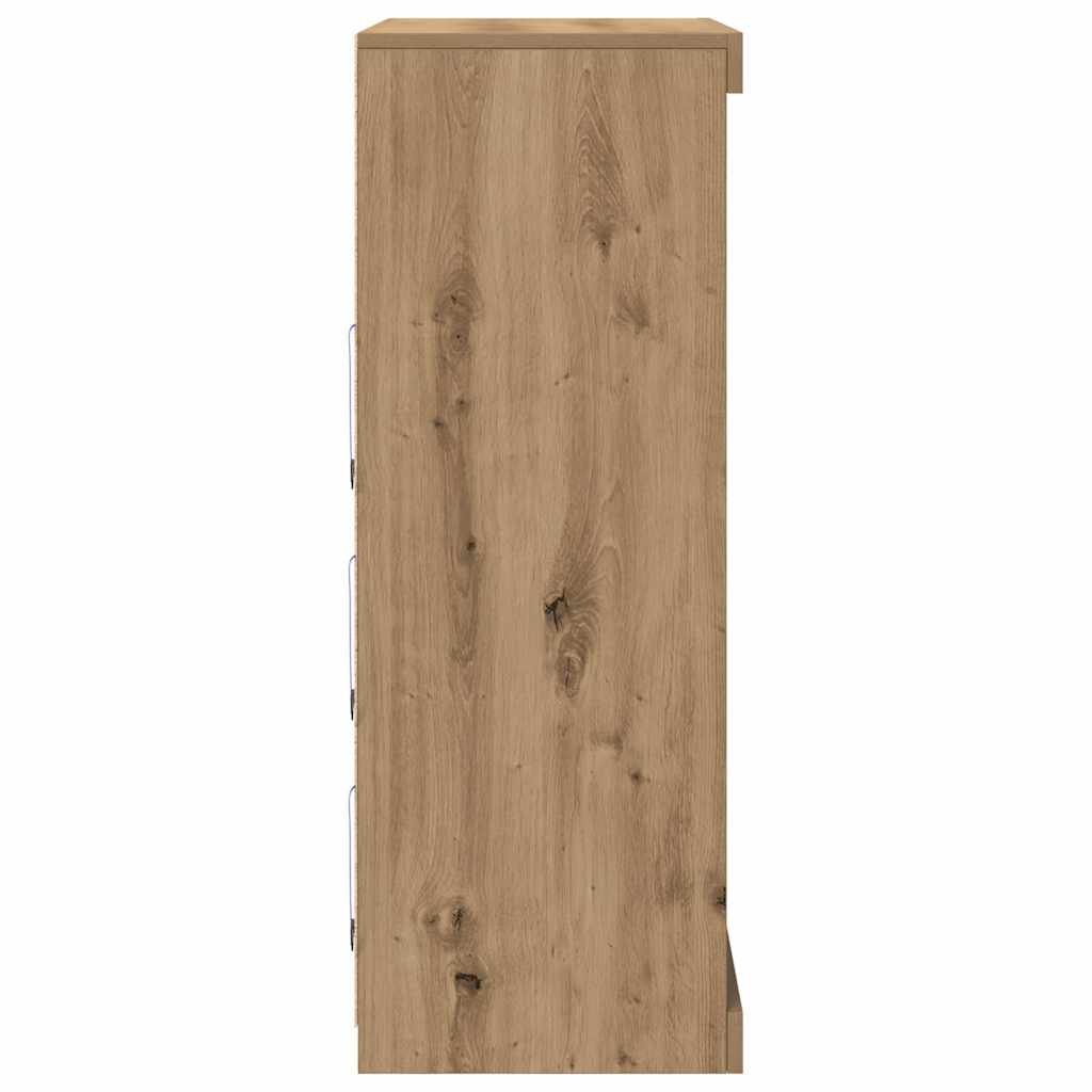 vidaXL Πλευρικό Τραπέζι LED Artisan Δρυς 81 x 37 x 100 εκ.